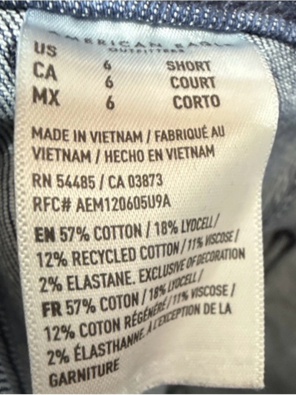 American Eagle Outfitters 6 Short Super High-Rise Dark Blue Jeans - Picture 9 of 9